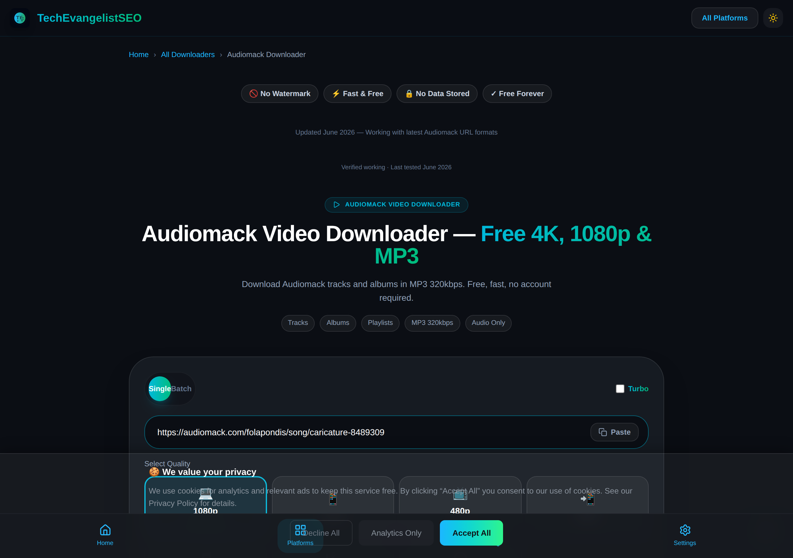 Audiomack โ Paste URL