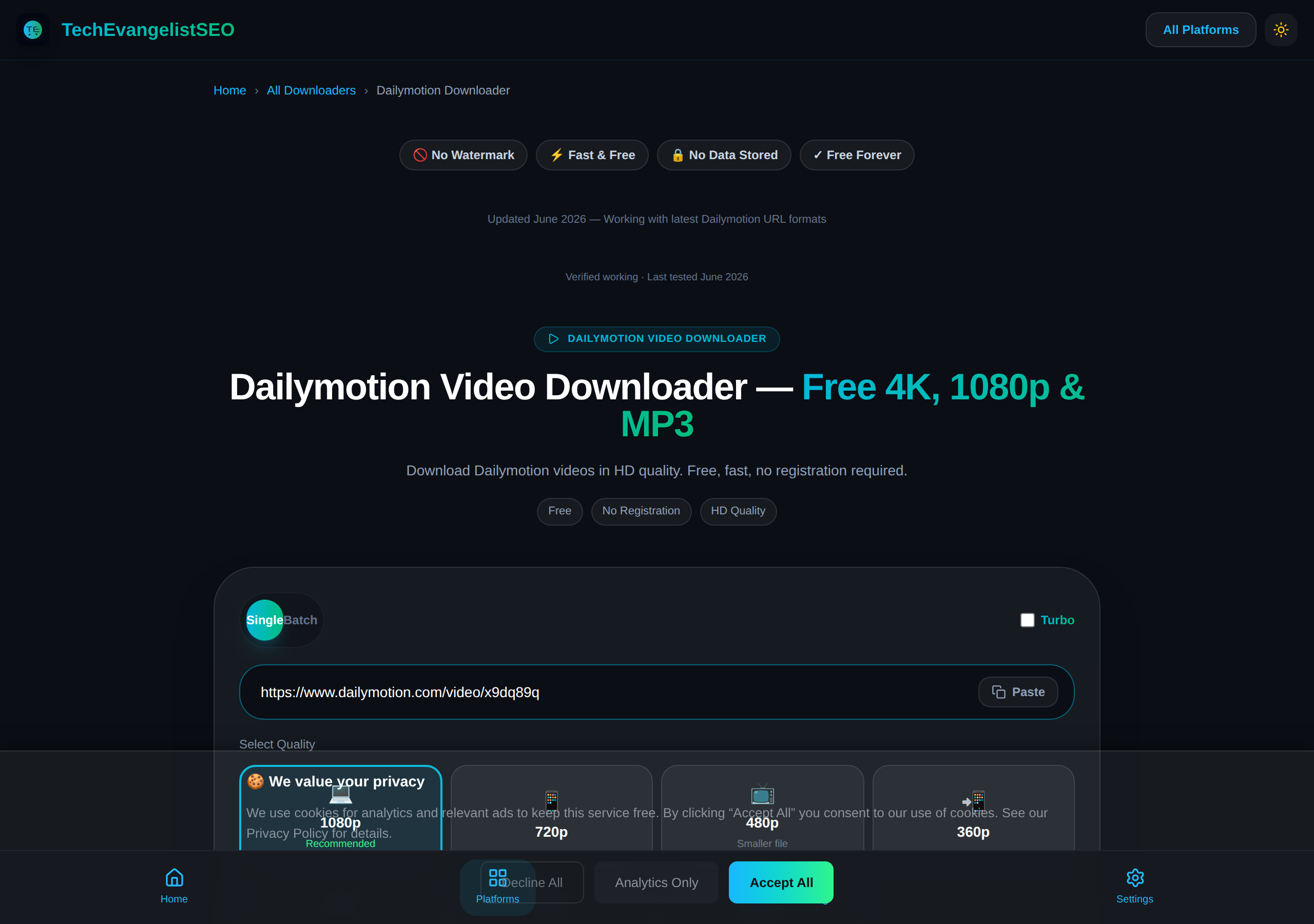 Dailymotion โ Paste URL