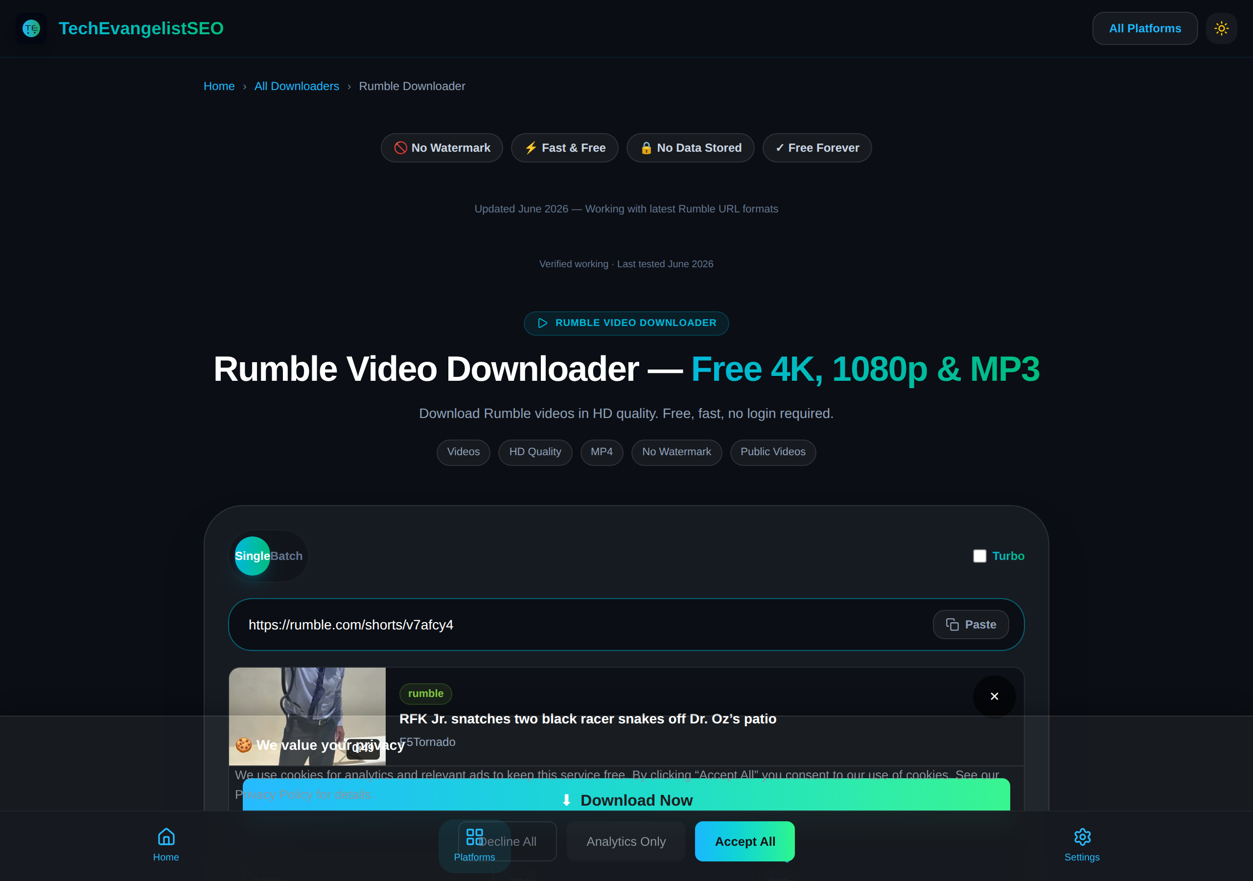 Rumble — Downloading