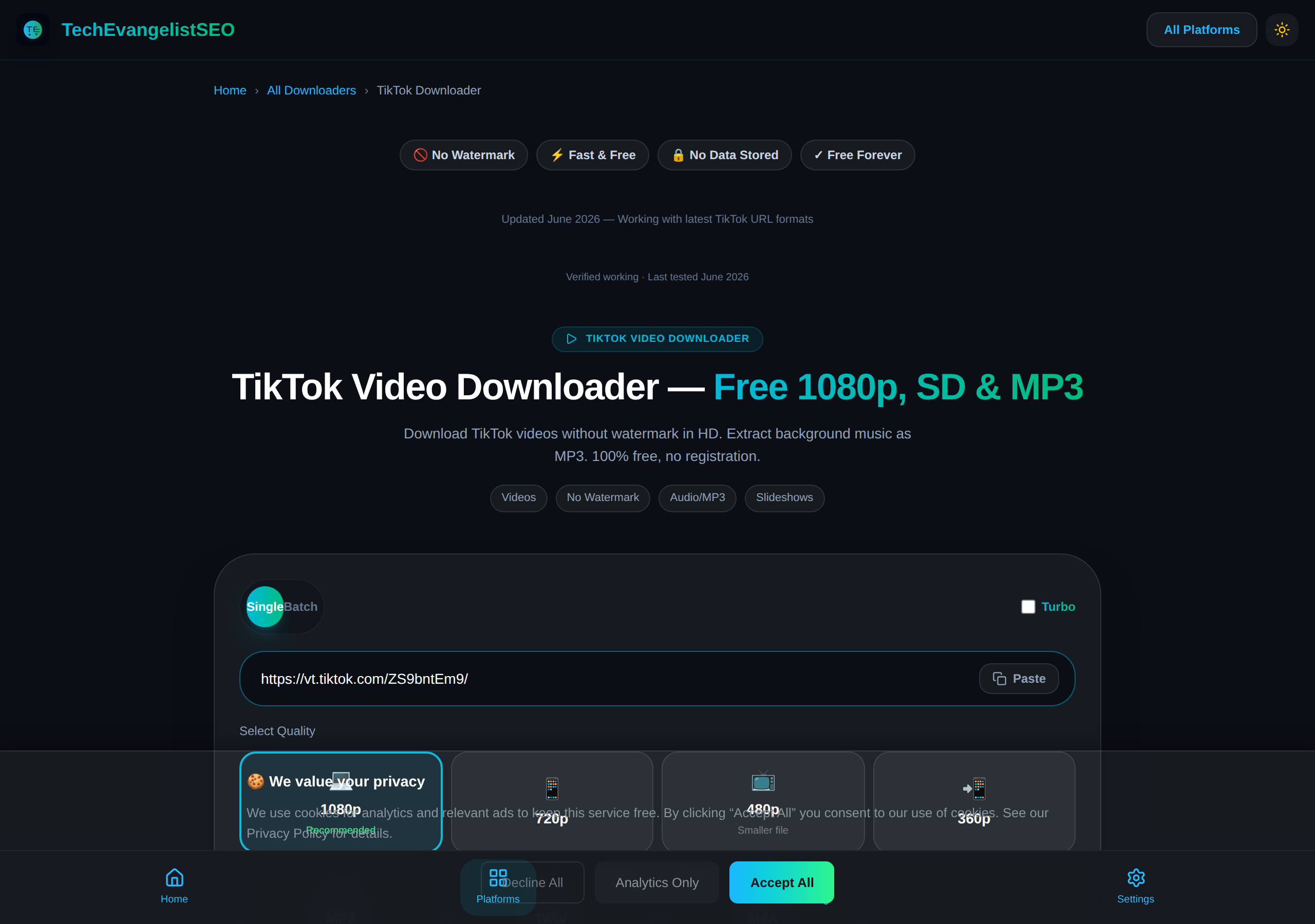 TikTok — Paste URL