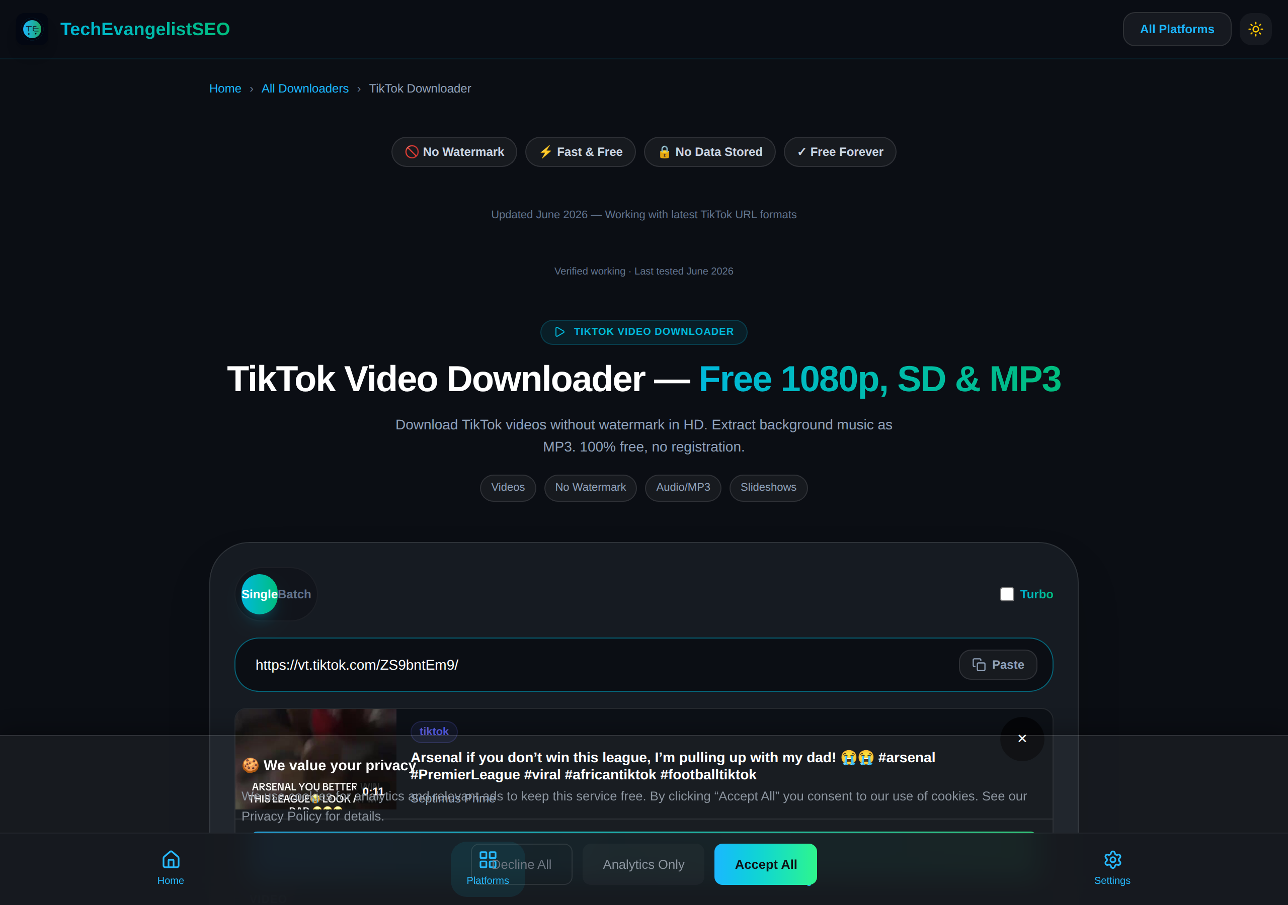TikTok — Downloading