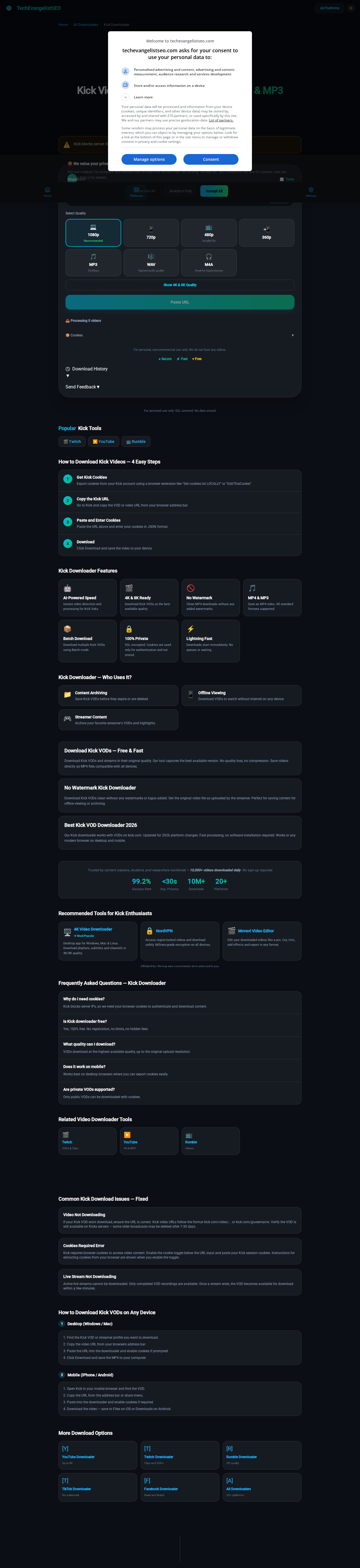 TechEvangelistSEO Kick Downloader tool screenshot