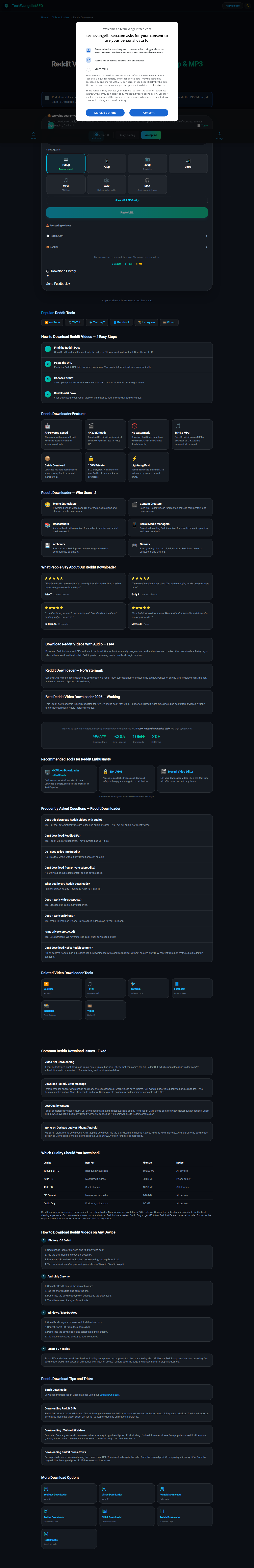 TechEvangelistSEO Reddit Downloader tool screenshot