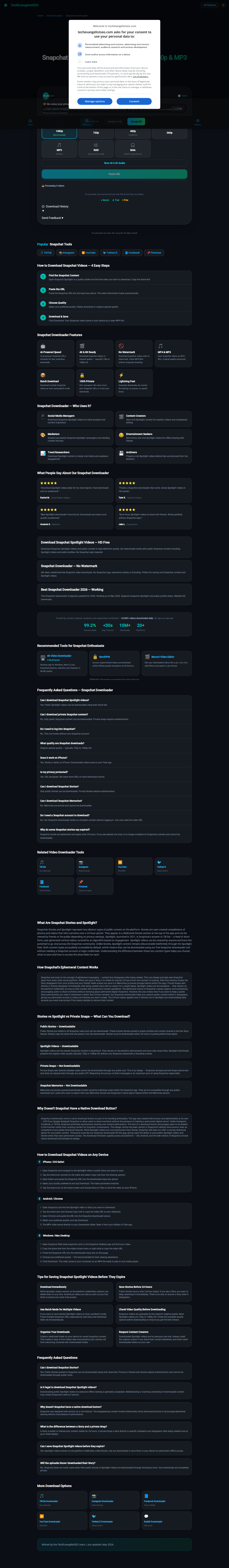 TechEvangelistSEO Snapchat Downloader tool screenshot