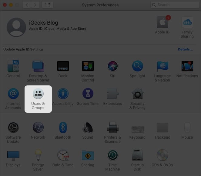 Open Apple Menu and click User & Groups from Mac System Preferences